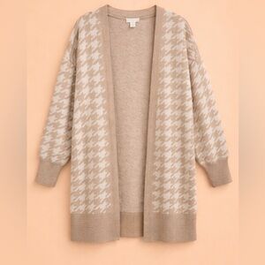 H&M WOMENS HOUNDSTOOTH LONG CARDIGAN